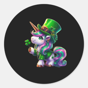 St Patrick Day T-Shirts Irish Unicorn Girls Kinder Runder Aufkleber