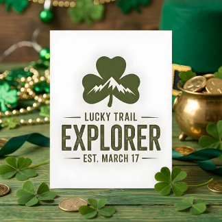 St Patrick Days Hiking Lucky Explorer Feiertagskarte