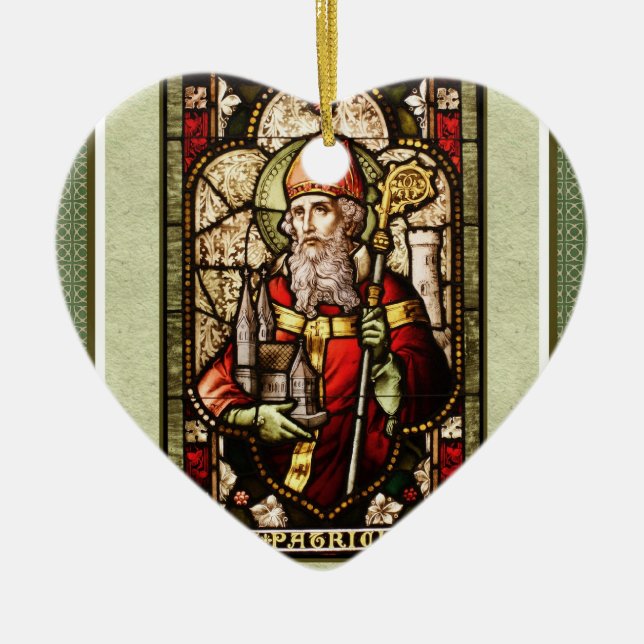 St. Patrick Digital Art Ceramic Heart Ornament (Vorne)