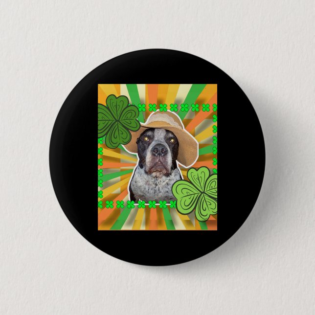 St. Patrick Dog Sticker Button (Vorderseite)