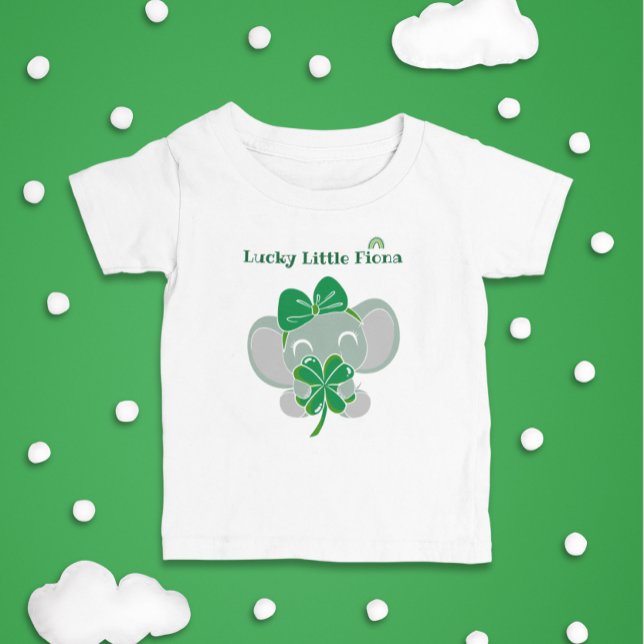 St Patrick Elephant Green Clover Rainbow Birthday Baby T-shirt (Von Creator hochgeladen)