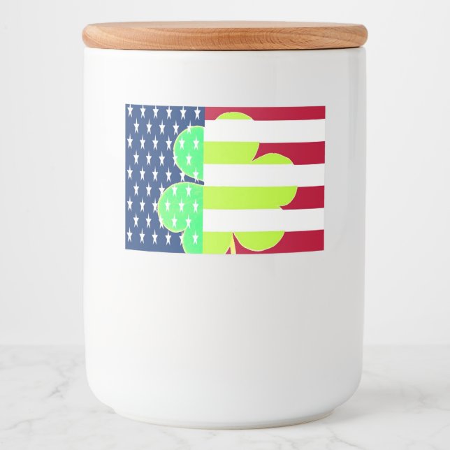 St Patrick Flag Irish Kleeblatt American Flag Flag Lebensmitteletikett (Vorderseite)