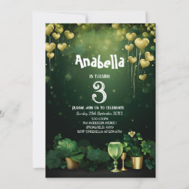 St. Patrick Geburtstagsparty Kleeblatt und Ballons Einladung