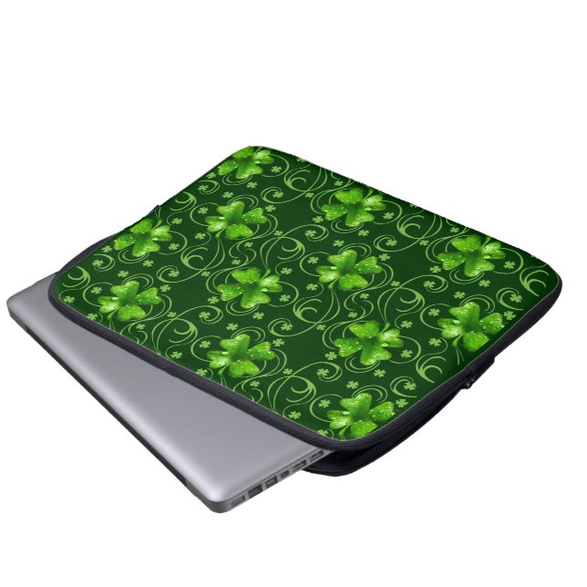 St Patrick glückliche Kleeblatt-Elektronikhülse Laptopschutzhülle (Vorne Knopf)