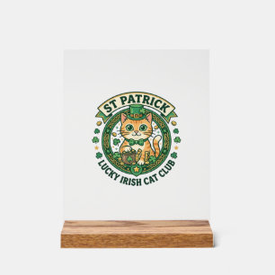 St. Patrick Glücklicher Irischer Katze Süße Katze Acrylschild