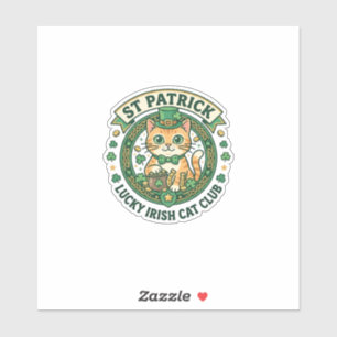 St. Patrick Glücklicher Irischer Katze Süße Katze Aufkleber