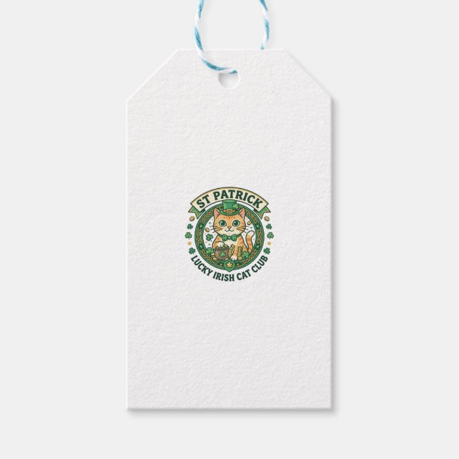 St. Patrick Glücklicher Irischer Katze Süße Katze  Geschenkanhänger (Vorderseite)