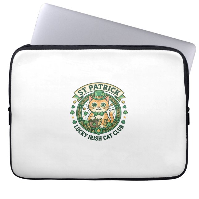 St. Patrick Glücklicher Irischer Katze Süße Katze  Laptopschutzhülle (Vorderseite)