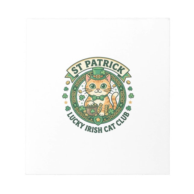 St. Patrick Glücklicher Irischer Katze Süße Katze  Notizblock (Vorderseite)