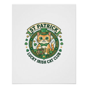 St. Patrick Glücklicher Irischer Katze Süße Katze Poster