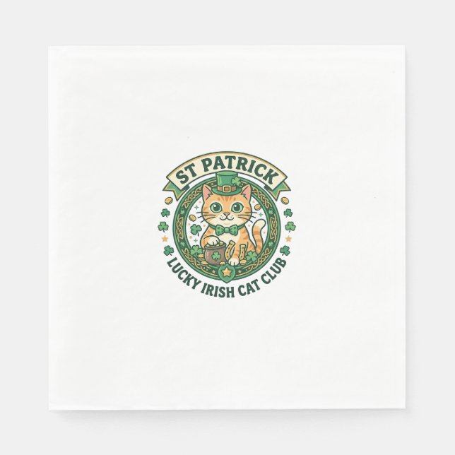 St. Patrick Glücklicher Irischer Katze Süße Katze  Serviette (Vorderseite)