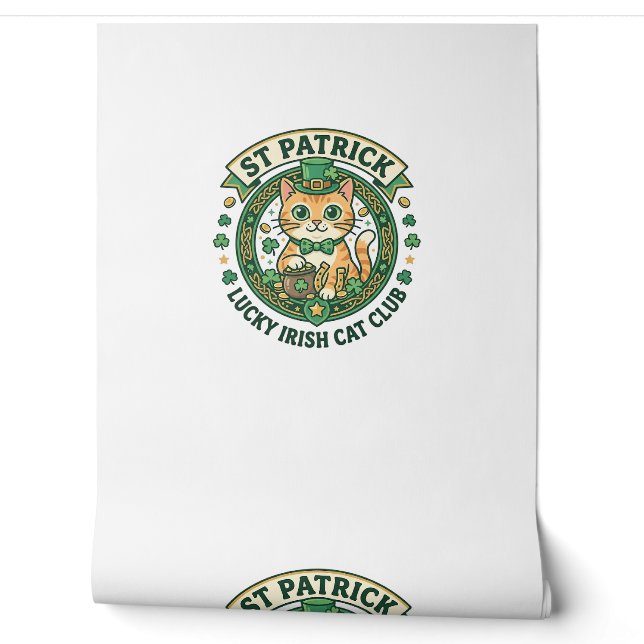 St. Patrick Glücklicher Irischer Katze Süße Katze  Tapete (Abrollen)
