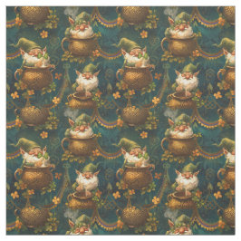 St Patrick Gnome Pot Gold 4 Leaf Kleeblatt Muster Stoff