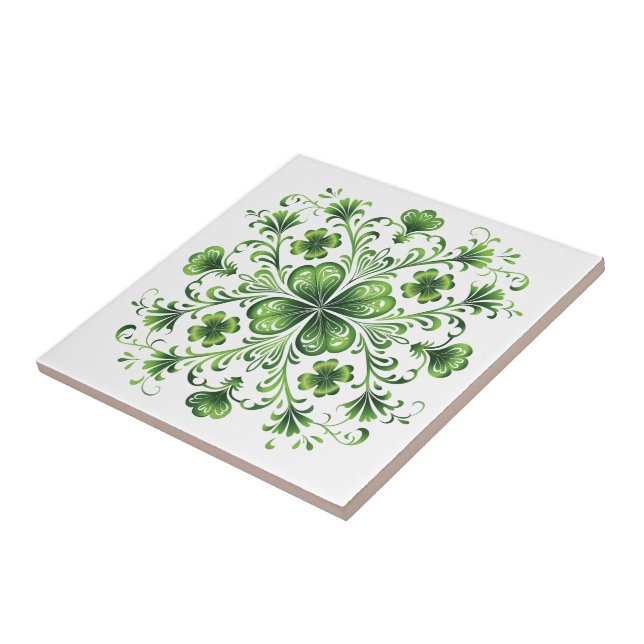 St Patrick Green Clover Mandala Illustration Fliese (Seite)