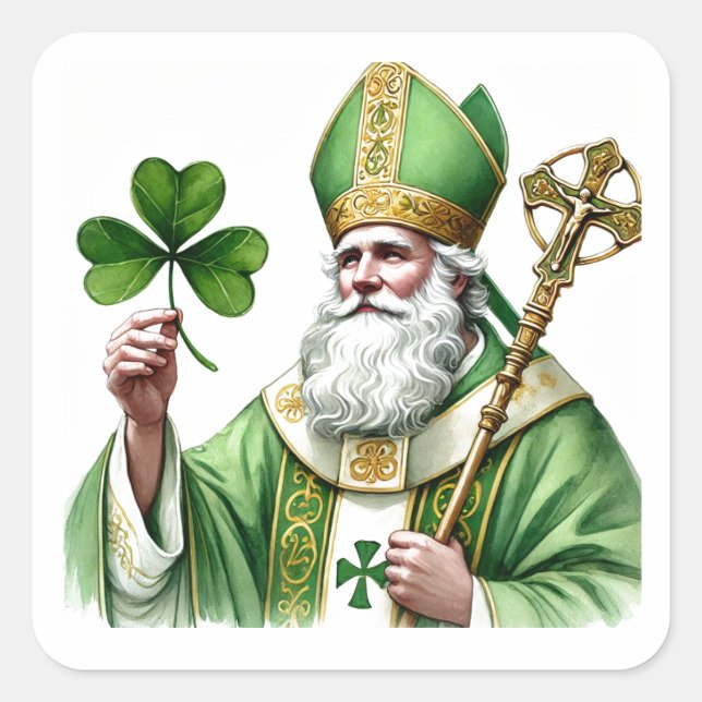 St. Patrick Green Kleeblatts Religious Quadratischer Aufkleber (Vorderseite)