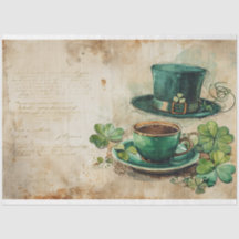 St. Patrick Hat Coffee Ephemera Collage