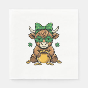 St Patrick Highland Cow Topf mit Gold Vintage Art_ Serviette