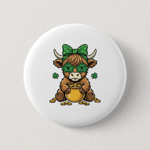 St. Patrick Highland-Kuh Topf des Goldes Vintage-K Button