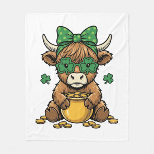 St. Patrick Highland-Kuh Topf des Goldes Vintage-K Fleecedecke