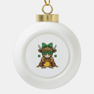 St. Patrick Highland-Kuh Topf des Goldes Vintage-K Keramik Kugel-Ornament