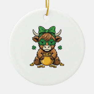 St. Patrick Highland-Kuh Topf des Goldes Vintage-K Keramik Ornament