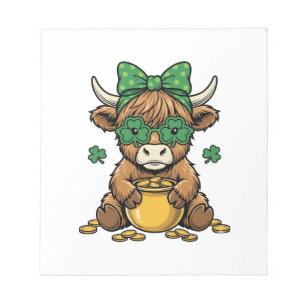 St. Patrick Highland-Kuh Topf des Goldes Vintage-K Notizblock