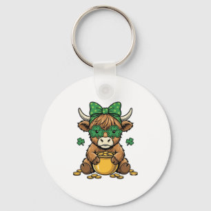 St. Patrick Highland-Kuh Topf des Goldes Vintage-K Schlüsselanhänger