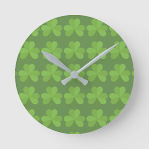 St. Patrick Ireland Kleeblatt Irish Clover Pattern Runde Wanduhr