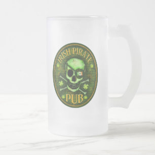 St Patrick irische Piraten-Kneipe BeerMug/Stein Mattglas Bierglas