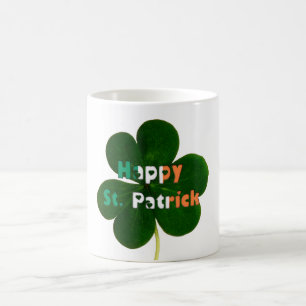 St. Patrick Irish Flag Colors Typografy Kleeblatt Tasse