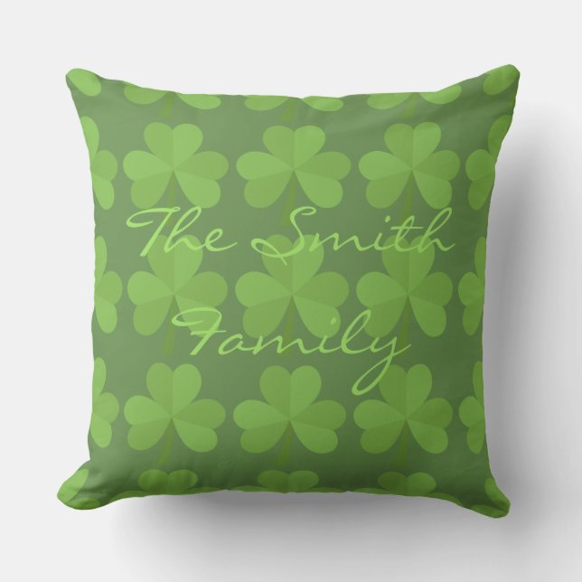 St. Patrick Irish Kleeblatt Clovers Green Pattern Kissen (Vorderseite)
