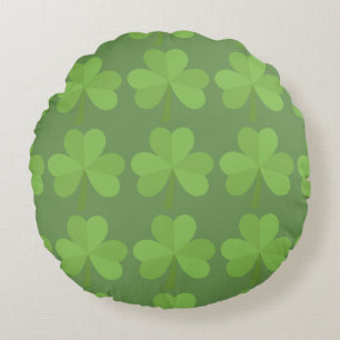 St. Patrick Irish Kleeblatt Clovers Pattern Green Rundes Kissen