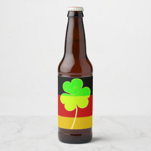 St Patrick Irish Kleeblatt German Flag Funny Bierflaschenetikett