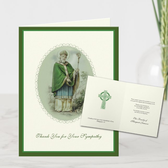 St. Patrick Katholic Irish Celtic Cross Beileid Dankeskarte (Traditional Catholic St Patrick Funeral Appreciation Thank you Cards)