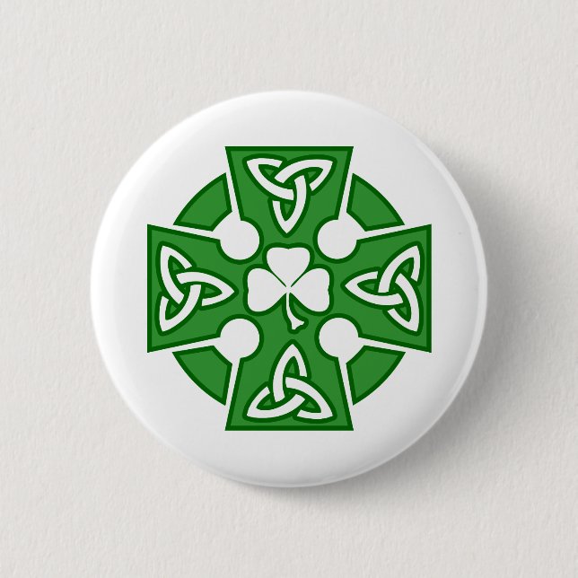 St Patrick keltisches Kreuz Button (Vorderseite)