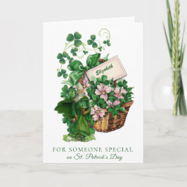 St. Patrick Kleeblatt Basket Religious Segen Karte