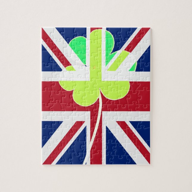 St. Patrick Kleeblatt Clover UK Flag Irland Puzzle (Vertikal)