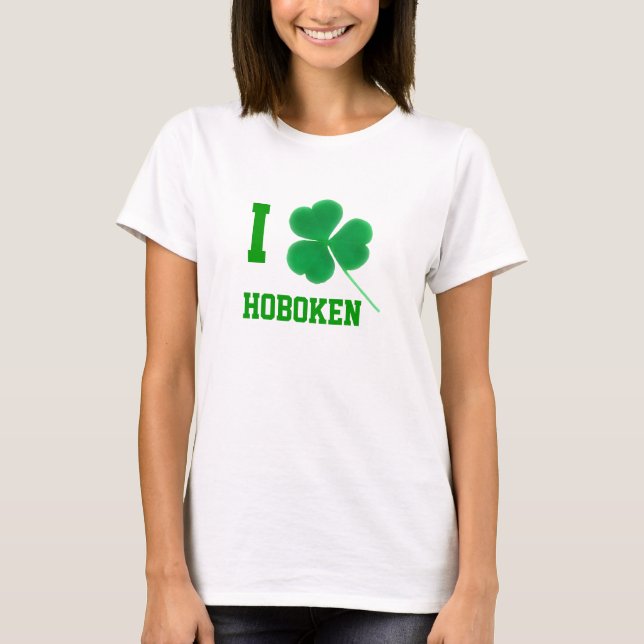 St Patrick Kleeblatt Hoboken Tagi T-Shirt (Vorderseite)