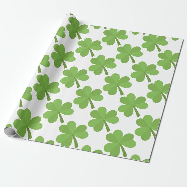 St. Patrick Kleeblatt Irish Ireland Clover Pattern Geschenkpapier (Ungerollt)