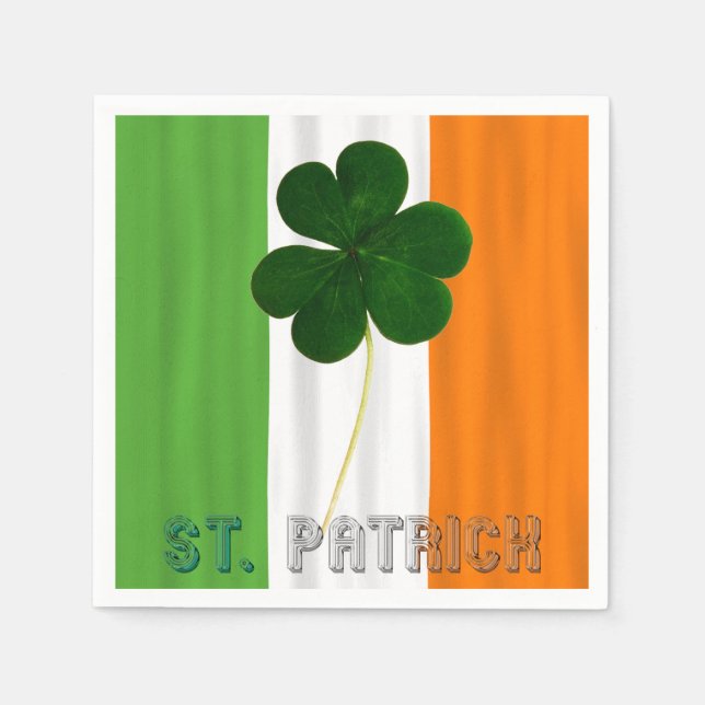 St. Patrick Kleeblatt Irish Ireland Typografy Serviette (Vorderseite)