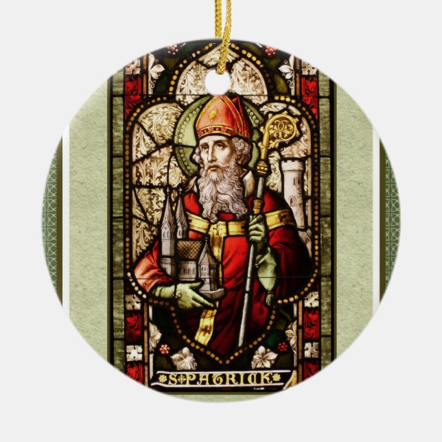 St. Patrick Kleeblatt Runde Keramik Ornament (Vorne)