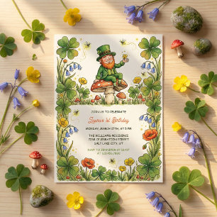 St. Patrick Kobold 1. Geburtstag Grüner Kleeblatt Einladung
