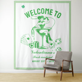St patrick Lucky Martini Bachelorette welcome sign Wandteppich