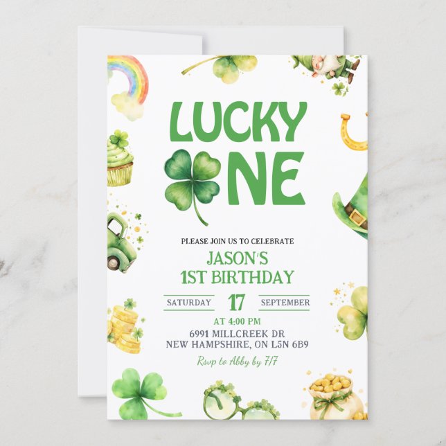 St Patrick Lucky One First Birthday Invitation Einladung (Vorderseite)