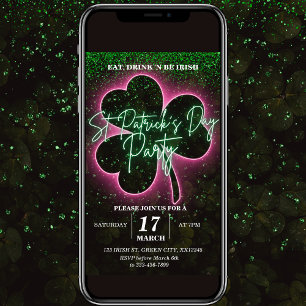 St Patrick Neon Green und Pink Flyer Einladung