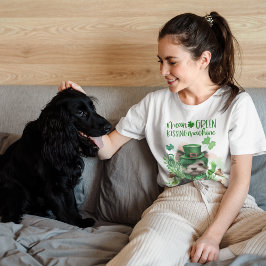 St Patrick Niedlich Hund Gemein grüne Kissmaschine T-Shirt