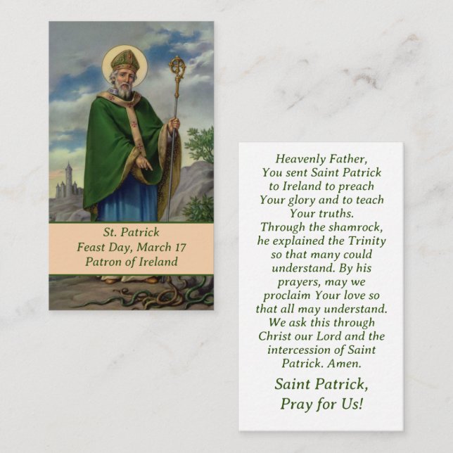 St. Patrick Prayer Card Telefonnummerkarte (Vorne/Hinten)