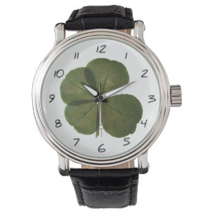 St Patrick Real 4 Leaf Clover Lucky Numbers W Armbanduhr