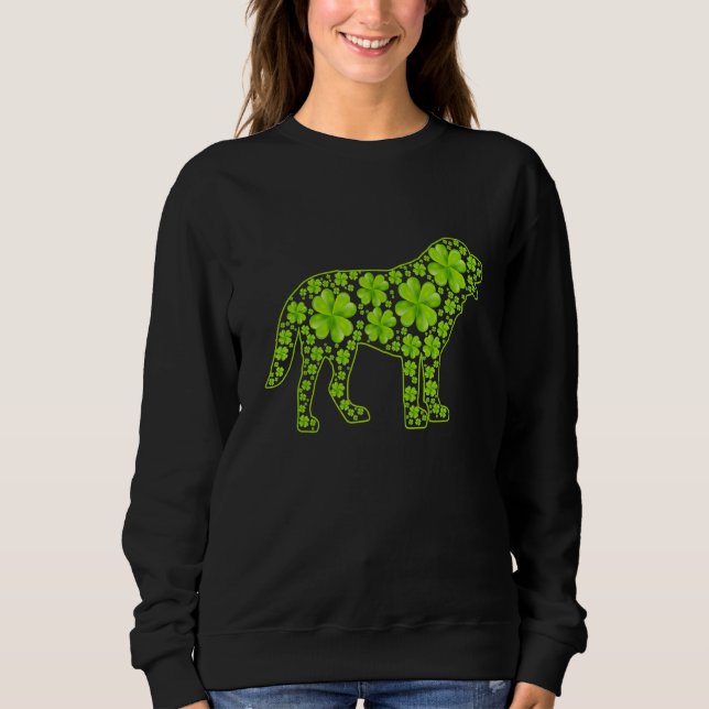 St Patrick Retro Leprechaun Bernard Dog Kleeblatt Sweatshirt (Vorderseite)