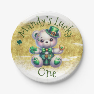 St.Patrick’s Day Bär Grün Geburtstag Glückspilz Pappteller